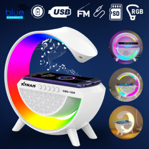 Luminária G Caixa de Som Carregamento por Indução Bluetooth